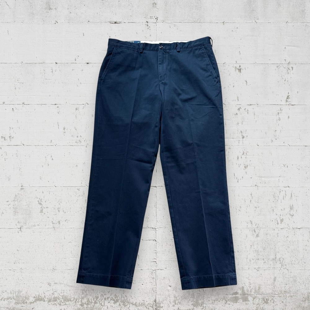 Vintage Polo Ralph Lauren Pants Mens 36x32 (36x31) Navy Blue Preston Chino